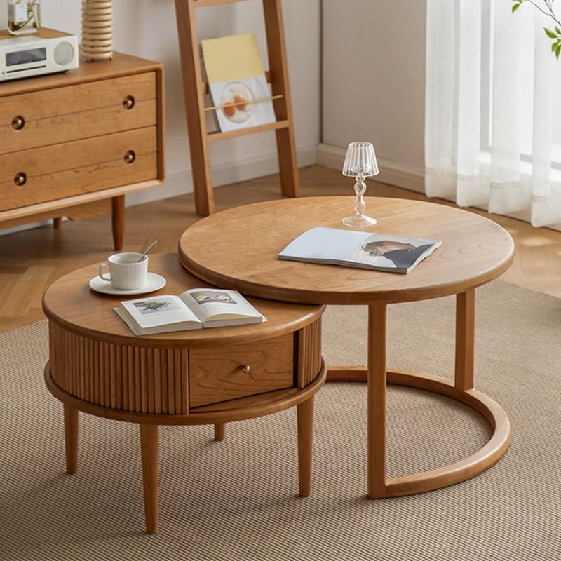 Table basse contemporaine Table basse ronde en bois massif