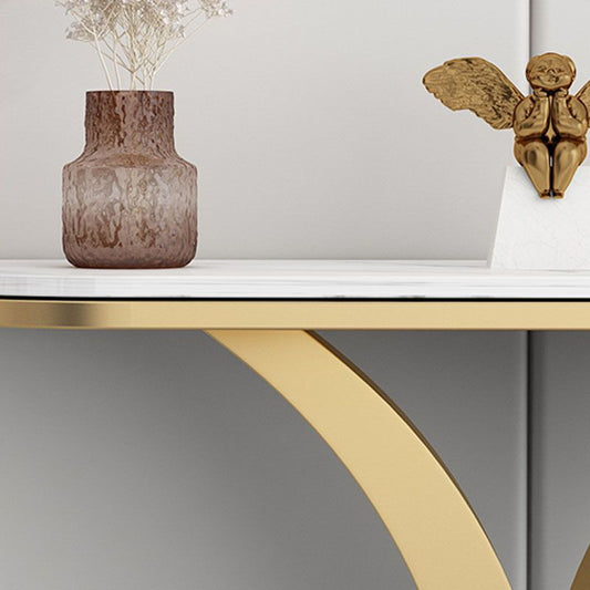 Tavolo console in marmo glam mezza luna astratto 12 "w tavolo accento per sala