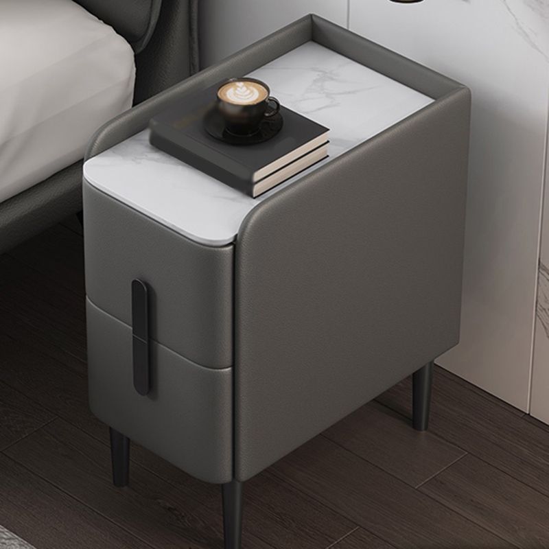 Rectangular Coffee Table with 4 Legs Base Design Rock Slate Top Metal Cocktail Table