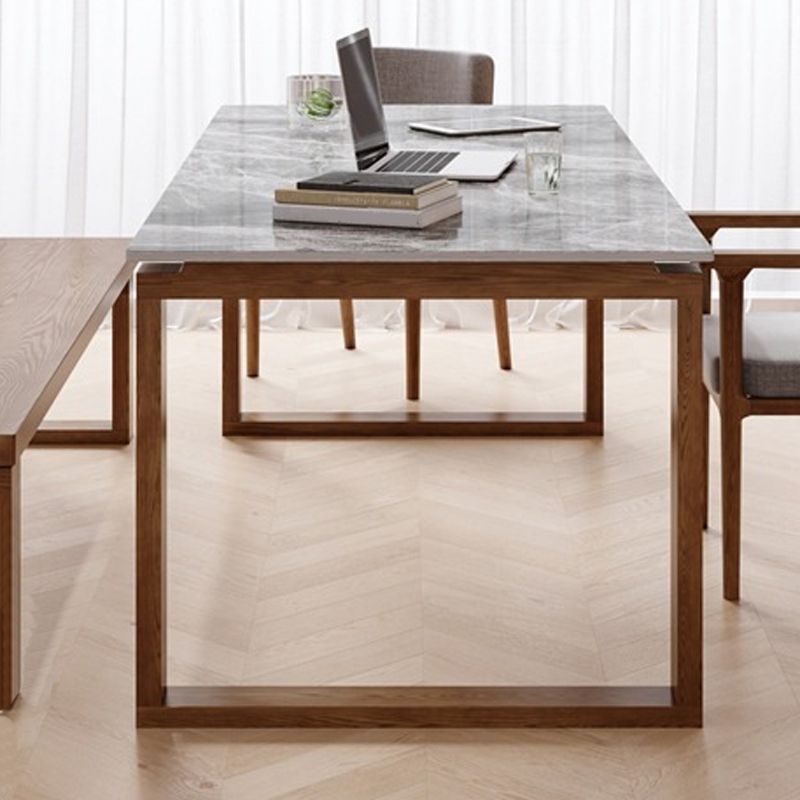 Modern Stone Office Desk Rectangular Shape Task Desk en gris y marrón