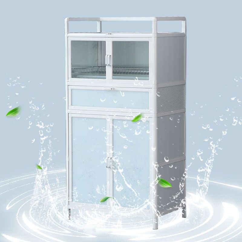 Cuccatura bianca Cucina supporto in metallo moderno porte in vetro a buffet