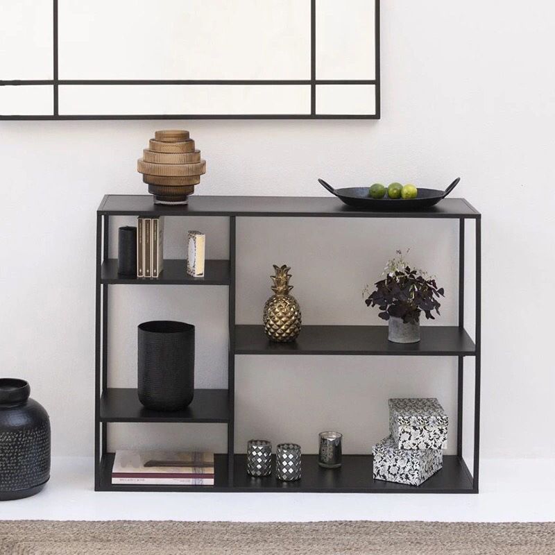 Modern Metal Bookshelf Black Etagere Open Shelf Horizontal Bookcase Clearhalo 'Bookcases' 'furn' 'furn_bookcases' 'Furniture' 'Office Furniture' 1200x1200_18029aef-fe7e-401a-a4a7-122c2b8cdd4b