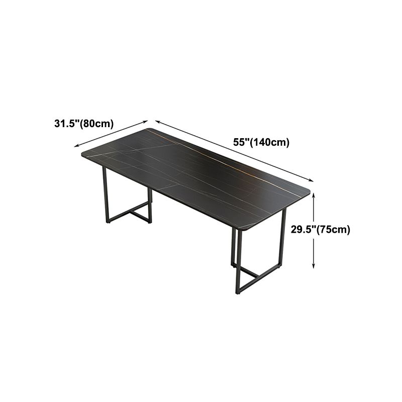 Industrial Black Table for Restaurant Rectangle Dining Table with Double Pedestal Clearhalo 'Dining Tables & Seating' 'Dining Tables' 'dining_table' 'furn' 'furn_dining_table' 'Furniture' 'furniture_dining_table' 'Kitchen & Dining Furniture' 'kitchen' 'kitchen_dining_table' 1200x1200_1802e2b1-45f8-499a-9b8d-094819335676