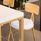 Glam White Metal Counter Table with Rectangle Table Top Gold Trestle Table - 43" H Clearhalo 'Bar Furniture' 'Bar Tables' 'bar_tables' 'furn' 'furn_bar_tables' 'Furniture' 'furniture_bar_tables' 'Kitchen & Dining Furniture' 1200x1200_1803cbc9-098d-48a6-9df9-e91bcfcfa863