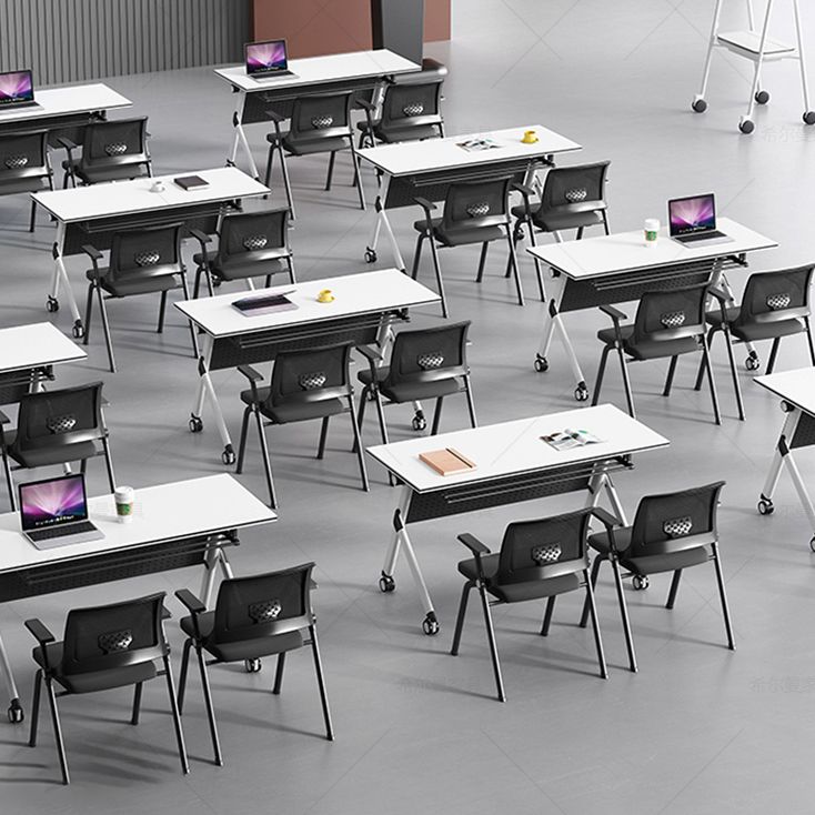 Contemporary Office Desk with Wheels White Manufactured Wood Rectangular Desk Clearhalo 'furn' 'furn_office_desk' 'Furniture' 'Office Desks' 'Office Furniture' 'office_desk' 1200x1200_180789c0-90ce-459e-af66-b8840b6281df