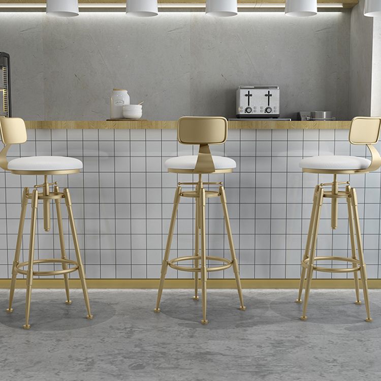 Glam Rotatable Liftable Counter Stool Iron Cafe Bar Stool with Cushion and Pedal Clearhalo 'Bar Furniture' 'Bar Stools' 'bar_stools' 'furn' 'furn_bar_stools' 'Furniture' 'furniture_bar_stools' 'Kitchen & Dining Furniture' 1200x1200_1808df0e-ab90-4dbd-9619-3e45ad180842