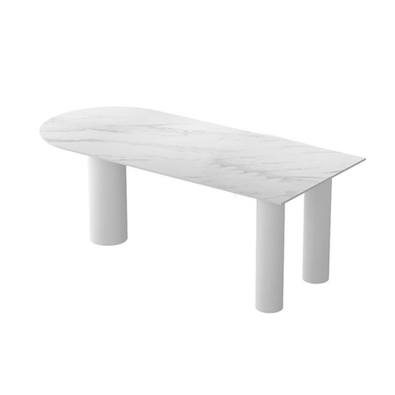 Marmor und Metall weißer Büroschreibtisch Glam gebogen