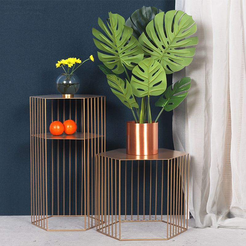 Tavolino glam esagono metal tavolo laterale geometrico in oro/nero/bianco