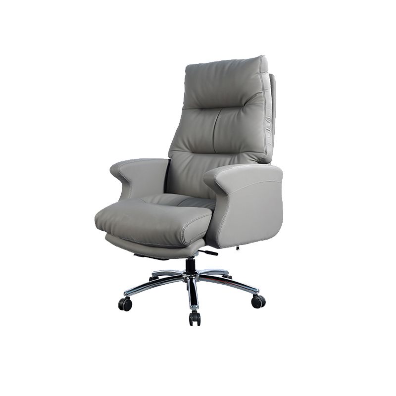 Las ruedas de silla ejecutiva de cuero gris contemporáneo incluyen silla de gerentes para la oficina