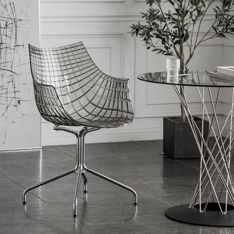 Contemporary Style Dining Chairs Arm Chairs for Kitchen with Metal Legs