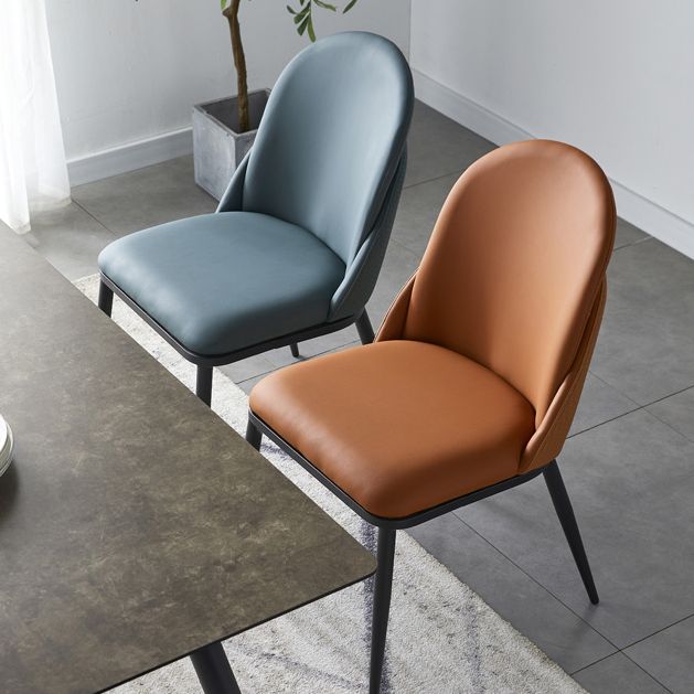 Nordic Style Kitchen Leather Dining Chair Armless Dining Chairs with Metal Legs Clearhalo ' kitchen&dining_furn' 'Dining Chairs' 'Dining Tables & Seating' 'dining_chair' 'furn' 'furn_dining_chair' 'Furniture' 'furniture_dining_chair' 'Kitchen & Dining Furniture' 'kitchen' 1200x1200_180c88ff-5e8f-43cd-8eb4-8d96a1e0791f