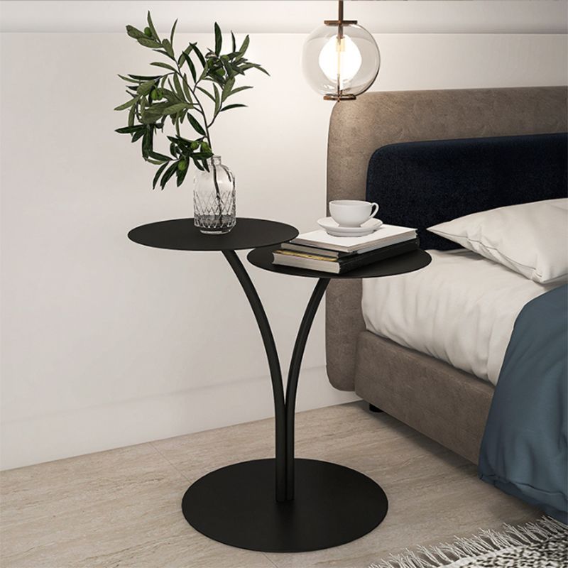 Modern Black/White Iron Nightstand, 21.65"/23.32" Tall Nightstand