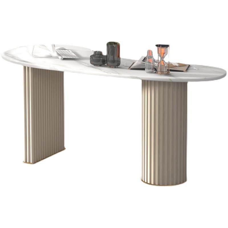 Zeitgenössischer Steinschreibtisch 29,53 Zoll großer weißer Büroschalter