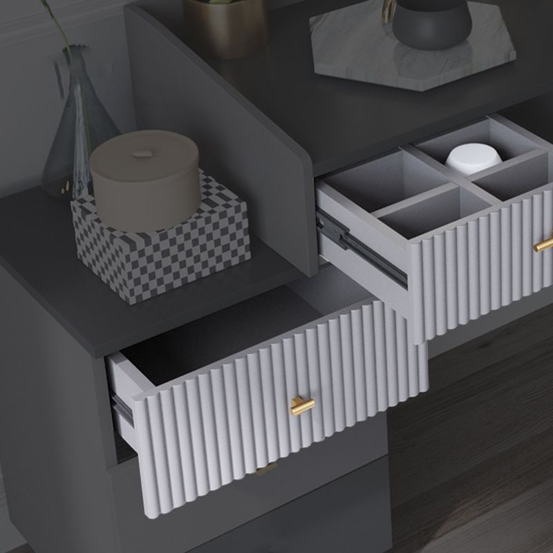 Gray Makeup Table with 5 Storage Drawers 19.68" Wide Vanity Tables Clearhalo 'Bedroom Furniture' 'furn' 'furn_makeup_vanities' 'Furniture' 'Makeup Vanities' 'makeup_vanities' 1200x1200_1810fc69-f00d-4c11-a638-2ab9f0766436