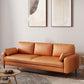 Contemporary Faux Leather Pillows Square Arm Living Room 3 Seater Seating