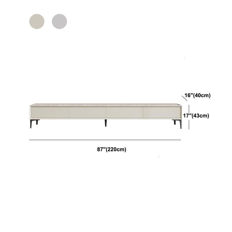Consola de TV contemporánea, soporte de televisión blanca mate/ brillante con 4 cajones