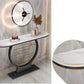 Contemporary Stone Console Sofa Table Half Moon Iron End Table for Hall