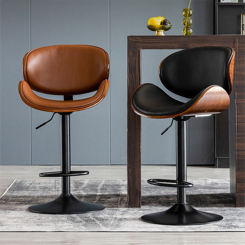 Scandinavian Adjustable Height Swivel Counter Stools Leather Wood Bar Stools (1 Piece) Clearhalo 'Bar Furniture' 'Bar Stools' 'bar_stools' 'furn' 'furn_bar_stools' 'furniture_bar_stools' 'Kitchen & Dining Furniture' 'kitchen&dining_furn' 'kitchen' 'kitchen_furn' Furniture' 1200x1200_18159645-5f10-41da-bea0-5fbc8d0eb557
