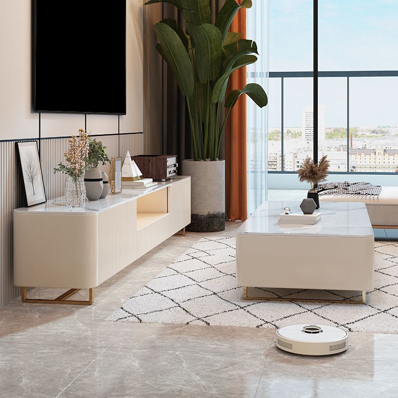 Modern TV Media Console Stone TV Stand Console with 3 Drawers Clearhalo 'furn' 'furn_tv_stands_entertainment_centers' 'Furniture' 'Living Room Furniture' 'TV Stands & Entertainment Centers' 'TV Stands & Media Storage Furniture' 'tv_stands_entertainment_centers' 1200x1200_1818858f-0162-434d-92a0-b2ec570ca2bd