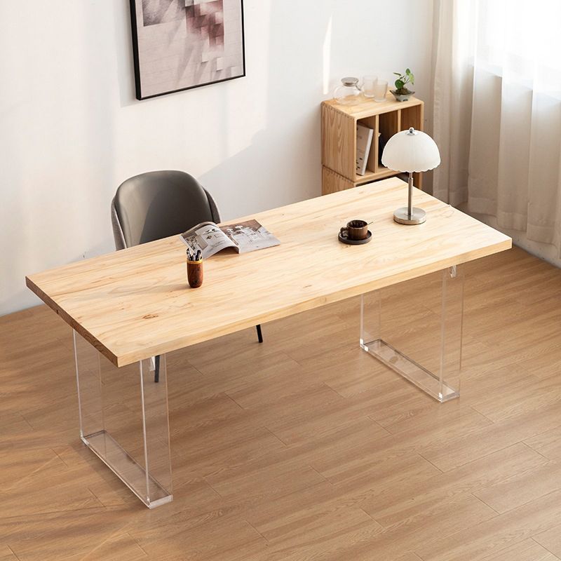 Rectangle Contemporary Standard Height Table Solid Wood Double Pedestal Dining Table Clearhalo 'Dining Tables & Seating' 'Dining Tables' 'dining_table' 'furn' 'furn_dining_table' 'Furniture' 'furniture_dining_table' 'Kitchen & Dining Furniture' 'kitchen' 'kitchen_dining_table' 1200x1200_18188ec4-37cd-4f8d-960c-6df288f7584e