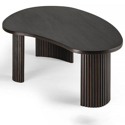 Mesa de café de madera sólida Mesa de café negra de 3 piernas para sala de estar