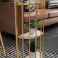 Table de bar de style Glam, table de bistro à double caisson en faux marbre avec rangement