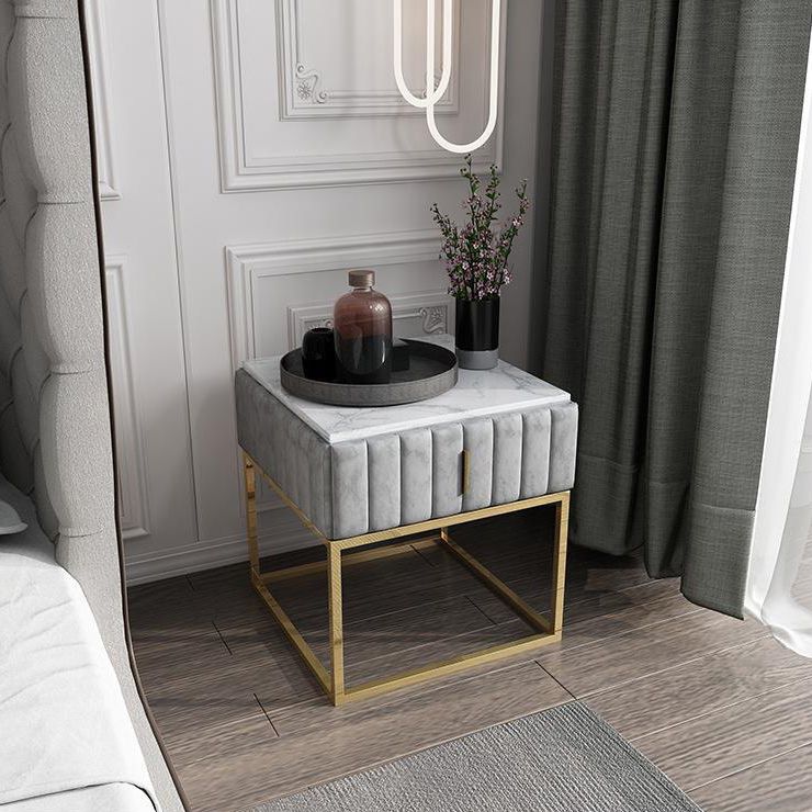 16"W X 20"H Modern Night Table Stone Accent Table Nightstand with 1-drawer Clearhalo 'Bedroom Furniture' 'furn' 'furn_night_stand' 'Furniture' 'night_stand' 'Nightstands' 1200x1200_1820b6ef-2574-46ef-b549-a9a5dcfbec84