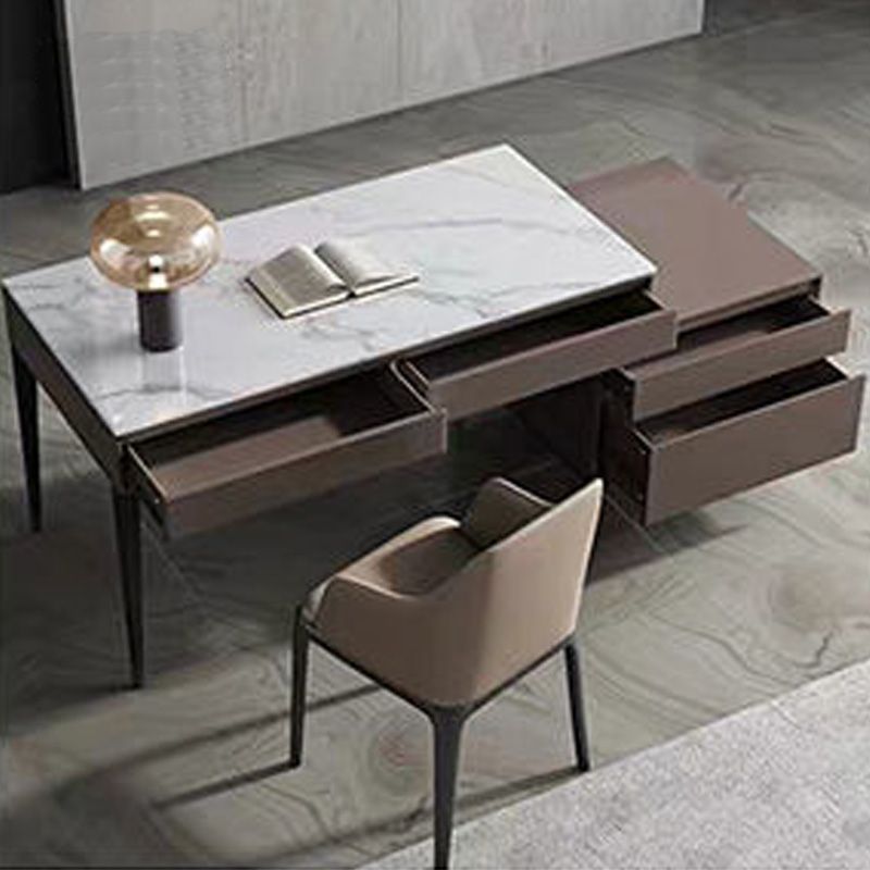 2 Drawers Writing Desk Rectangular Shaped Task Desk in Brown for Office Clearhalo 'furn' 'furn_office_desk' 'Furniture' 'Office Desks' 'Office Furniture' 'office_desk' 1200x1200_1820e565-aa41-4c52-a867-c0b07dc38edb