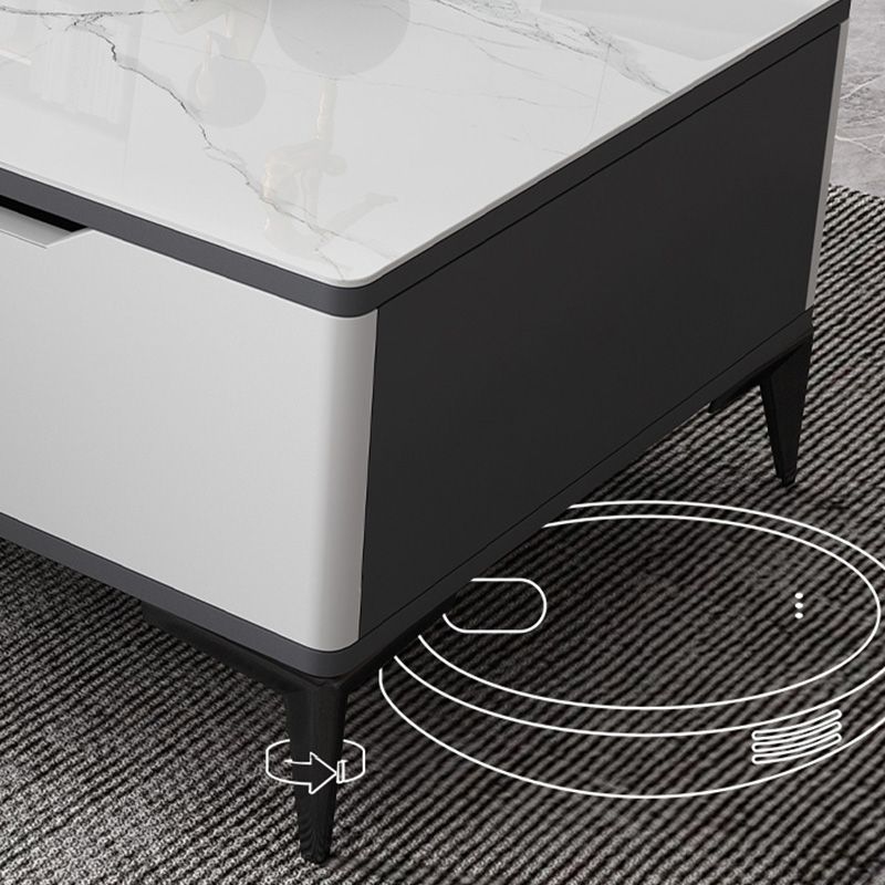 4 Legs Cocktail Table Rectangle Stone Single Coffee Table with Drawer Clearhalo 'Coffee & Accent Tables' 'Coffee Tables' 'coffee_tables' 'furn' 'furn_coffee_tables' 'Furniture' 'Living Room Furniture' 1200x1200_1821017b-cfe6-4a92-b94e-b25e3b946741