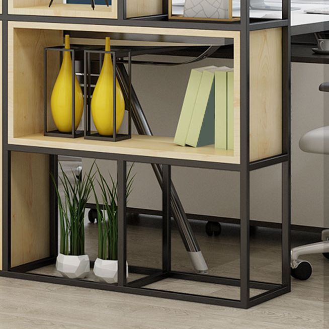 Metal and Wood Book Shelf Etagere Modern Open Shelf Bookcase for Bedroom