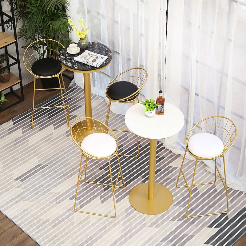 Glam Gold Iron Bar Table 21.6"W Round Top Marble Bistro Table for Breakroom Clearhalo 'Bar Furniture' 'Bar Tables' 'bar_tables' 'furn' 'furn_bar_tables' 'Furniture' 'furniture_bar_tables' 'Kitchen & Dining Furniture' 'kitchen&dining_furn' 'kitchen' 1200x1200_182241a6-5287-4d6f-8ac0-c1463ab37626