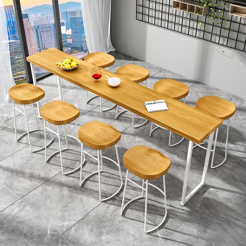 Brown Modern Style Bar Table in Solid Wood and Metal Balcony Bar Table Clearhalo 'Bar Furniture' 'Bar Tables' 'bar_tables' 'furn' 'furn_bar_tables' 'Furniture' 'furniture_bar_tables' 'Kitchen & Dining Furniture' 1200x1200_18240419-f23f-46d2-9265-be6231380f89