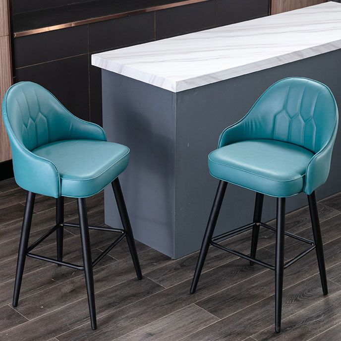 Matte Finish PU Leather Footrest Barstool Scandinavian KTV Stool