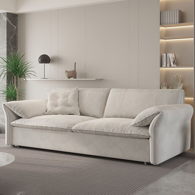 ホワイトファブリックスリーパーソファの収納引き出し布団フレーム付きグラム布団