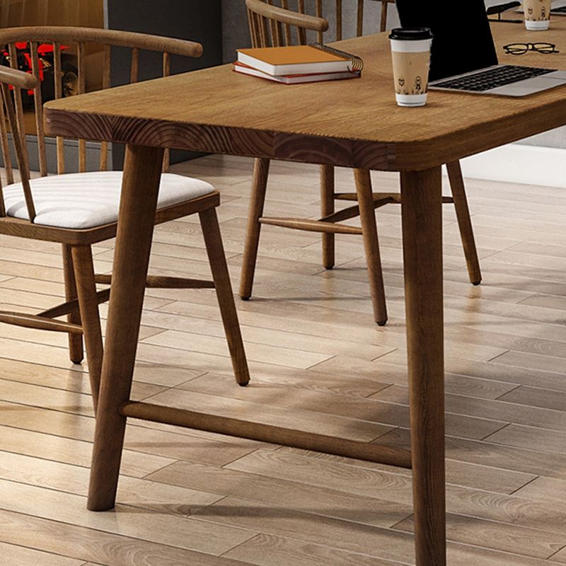 Solid Wood Rectangle Writing Desk Modern 29.53" Tall Office Desk with H-Base Clearhalo 'furn' 'furn_office_desk' 'Furniture' 'Office Desks' 'Office Furniture' 'office_desk' 1200x1200_182b8de5-e4d2-4c34-8299-73313726d804