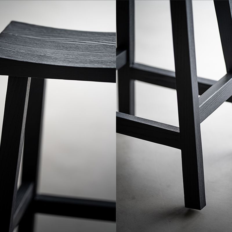 Taburete de bar de estilo moderno, taburete de bar de madera maciza negra para interior