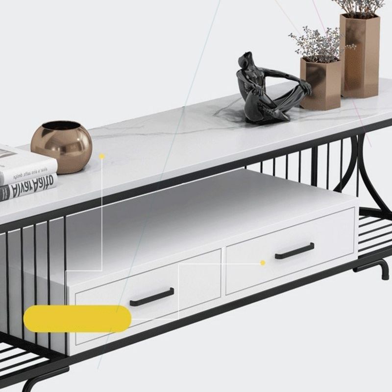 Glam Stone Meuble TV avec étagères ouvertes et console avec tiroirs