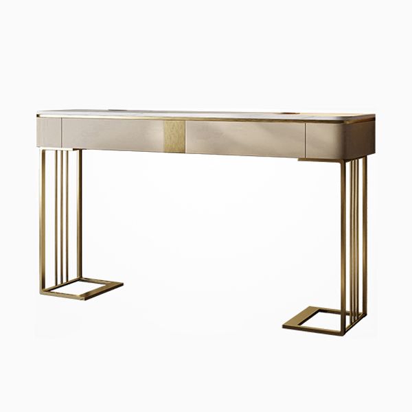 Modern Accent Table Half Moon Shape Stone Console Table for Hall , 14 inch Wide