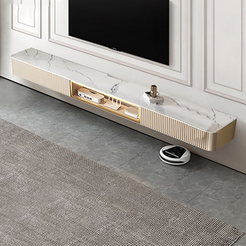 Glam Stone TV Media Stand Enclosed Storage White TV Stand for Living Room Clearhalo 'furn' 'furn_tv_stands_entertainment_centers' 'Furniture' 'Living Room Furniture' 'TV Stands & Entertainment Centers' 'TV Stands & Media Storage Furniture' 'tv_stands_entertainment_centers' 1200x1200_18319ffd-2cd1-4bab-bda8-c2ac088c48f7