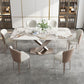 Metal Traditional Luxury Rectangular Dining Table Sintered Stone Table with Pedestal Clearhalo ' dining_table' 'Dining Tables & Seating' 'Dining Tables' 'furn' 'furn_dining_table' 'Furniture' 'furniture_dining_table' 'Kitchen & Dining Furniture' 'kitchen&dining_furn' 'kitchen' 'kitchen_dining_table' 1200x1200_18324132-b8fd-434b-81e3-db0e63de9583