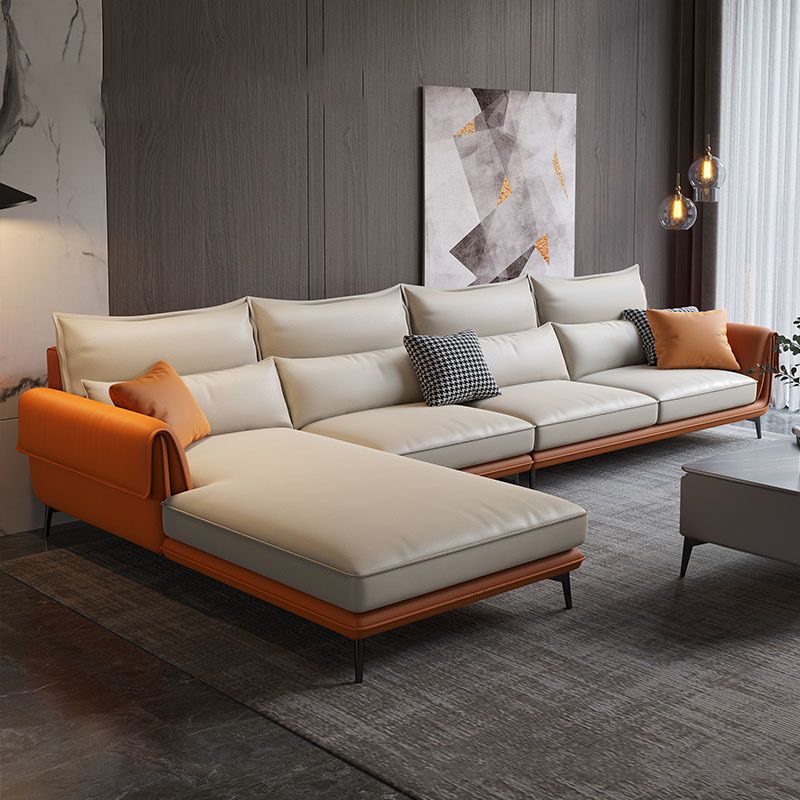 Modern Faux Leather Sectioanl with Pillow Back and Pillow Top Arms