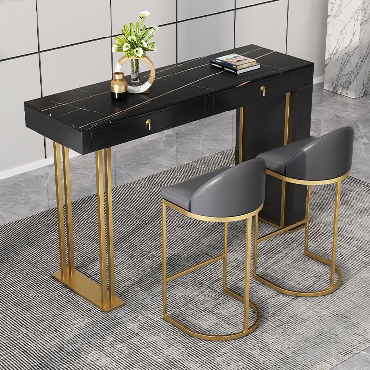 Marble Bistro Bar Table with Rectangle Table Top Double Pedestal Table Clearhalo 'Bar Furniture' 'Bar Tables' 'bar_tables' 'furn' 'furn_bar_tables' 'Furniture' 'Kitchen & Dining Furniture' 1200x1200_1834208a-bd0f-4d88-91b7-74d50c61c18e