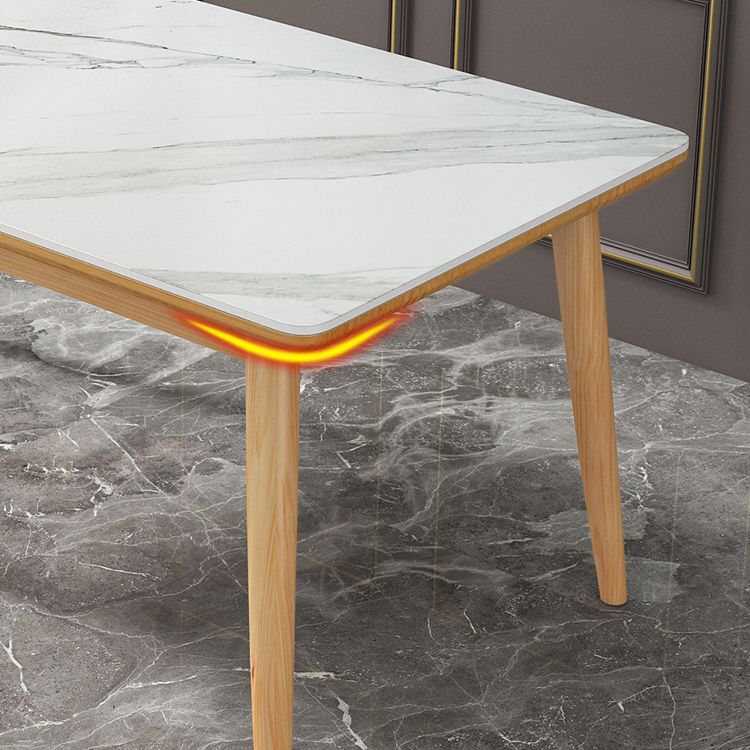 Modern Sintered Stone Dining Room Set with Rectangle Table and Wooden Base Dining Table Furniture Clearhalo 'Dining Room Sets' 'Dining Tables & Seating' 'dining_room_set' 'furn' 'furn_dining_room_set' 'Furniture' 'furniture_dining_room_set' 'Kitchen & Dining Furniture' 'kitchen&dining_furn' 'kitchen' 1200x1200_18348d8d-1b3e-4997-86f9-6bde212b8dd1