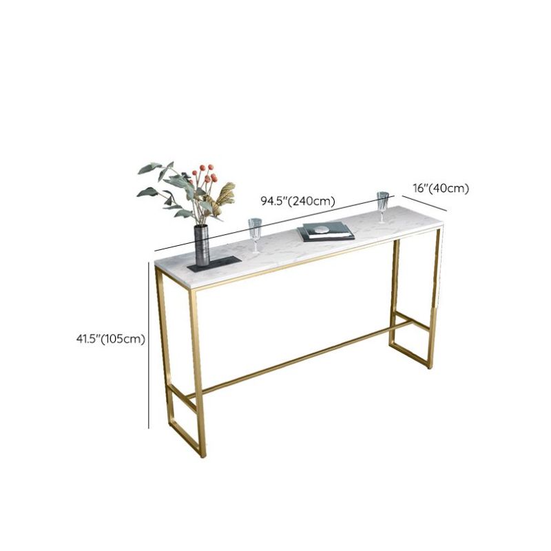 Glam Bar Height Table White Faux Marble Top Bistro Bar Table with Metal Base Clearhalo 'Bar Furniture' 'Bar Tables' 'bar_tables' 'furn' 'furn_bar_tables' 'Furniture' 'Kitchen & Dining Furniture' 1200x1200_1835e1c1-4c0d-4098-923d-d6dfdbaeca22