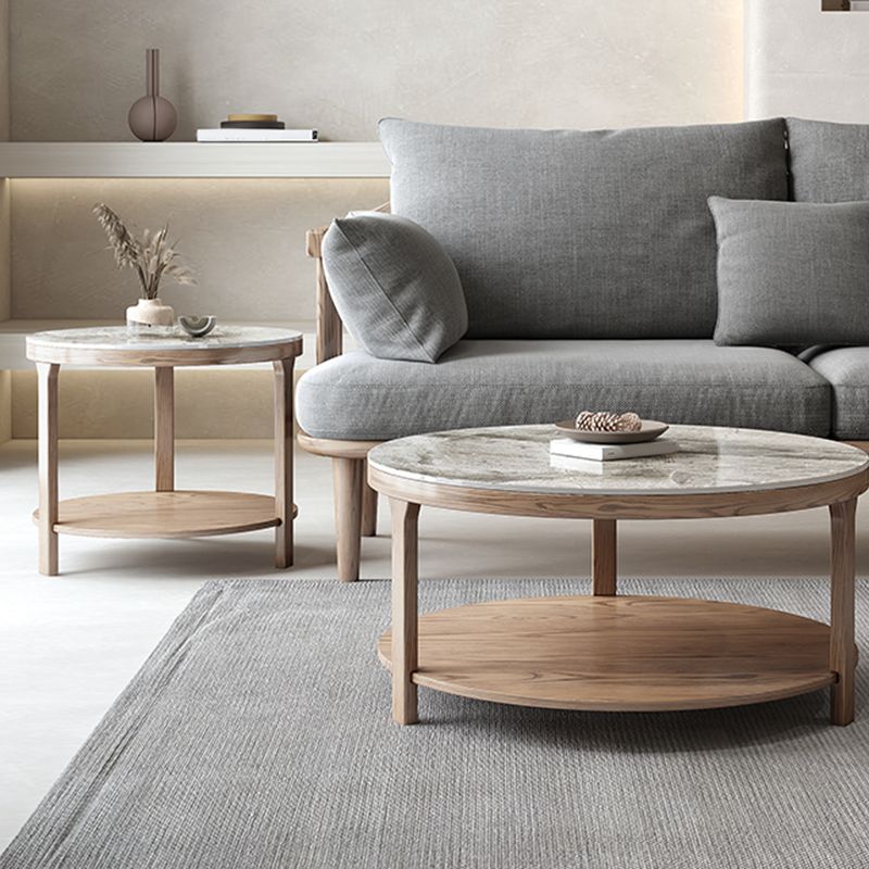 Mesa de centro moderna redonda de 3 patas, sin juego de mesa de centro angustiante con estante