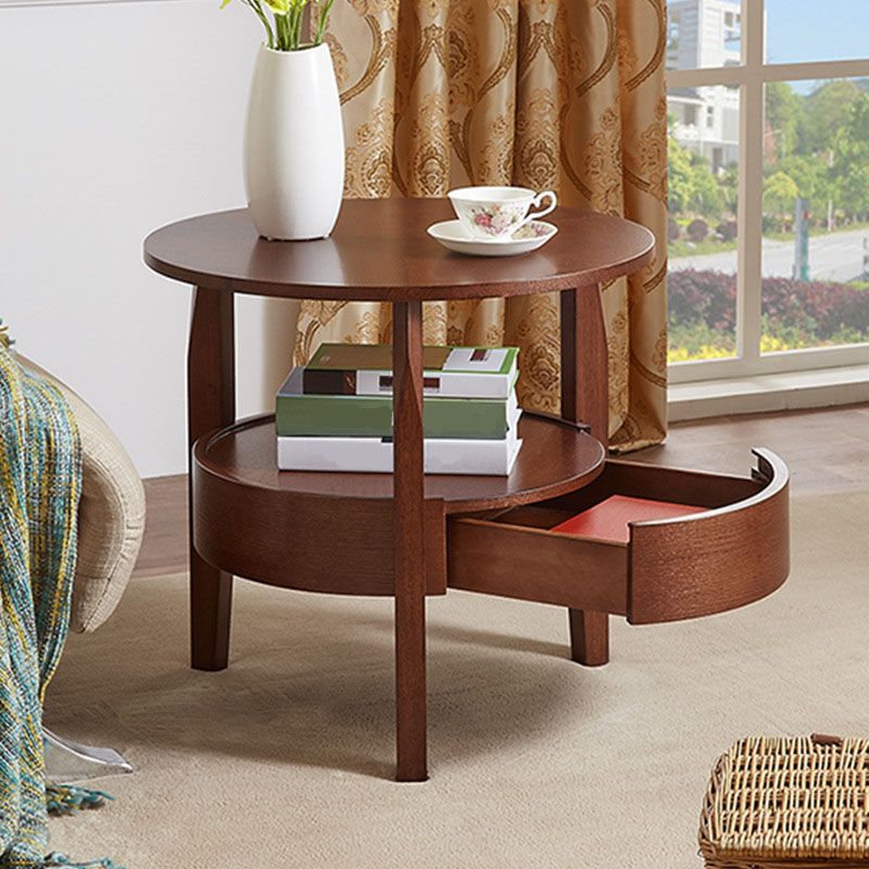 Traditional Round Wooden Top Side Table 3 Legs End Table with Storage Clearhalo 'Coffee & Accent Tables' 'End & Side Tables' 'end_side_tables' 'furn' 'furn_end_side_tables' 'Furniture' 'Living Room Furniture' 1200x1200_1839d1e4-f00f-41ea-a4b3-c0b774bf6ffc