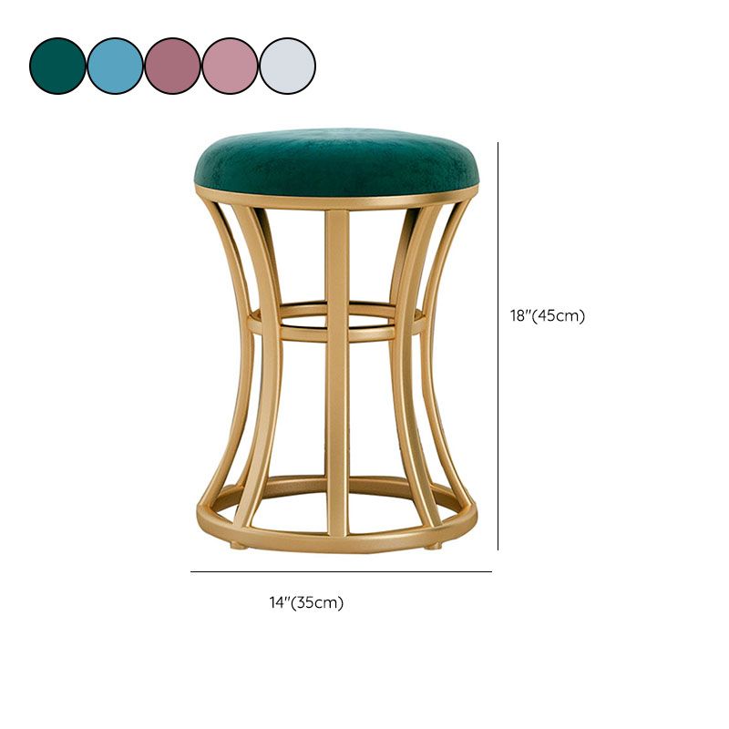 Velvet Ottoman Solid Color Round Metal Frame Fade Resistant Modern Ottoman Clearhalo 'furn' 'furn_ottomans_poufs' 'Furniture' 'Living Room Furniture' 'Ottomans & Poufs' 'ottomans_poufs' 1200x1200_183baf97-3a17-4ccf-beb0-059954f012e7