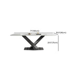 White Stone Top Dining Table Rectangular Tabletop with Metal Pedestal Base Clearhalo 'Dining Tables & Seating' 'Dining Tables' 'dining_table' 'furn' 'furn_dining_table' 'Furniture' 'Kitchen & Dining Furniture' 1200x1200_183c1354-68d7-4921-9b7a-767f13619580