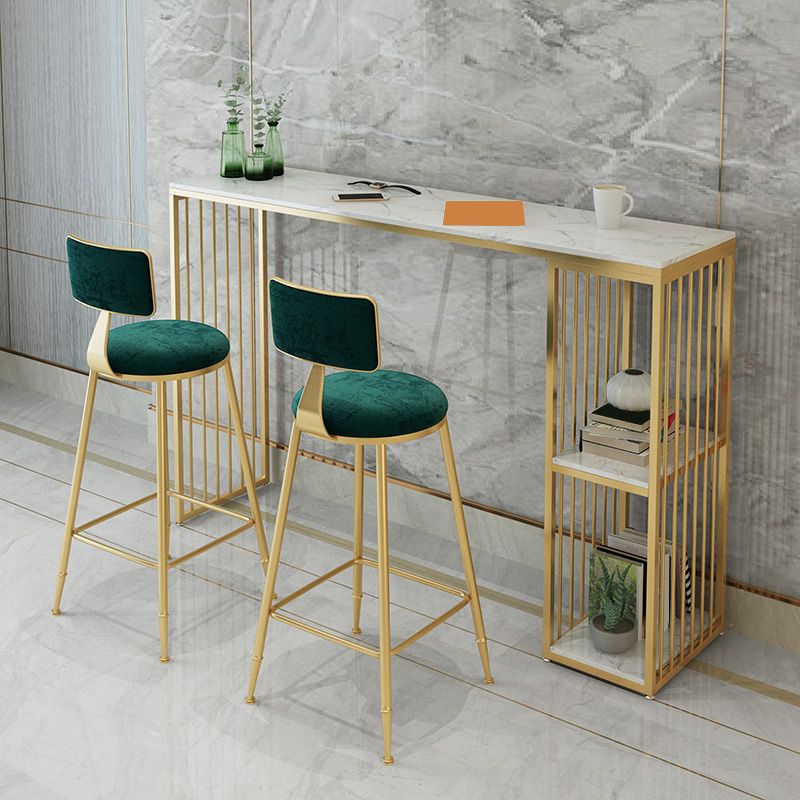 1/3 pièces Glam Iron Bistro Ensemble rectangle White Faux Marble Bar Table Tablet avec étagère