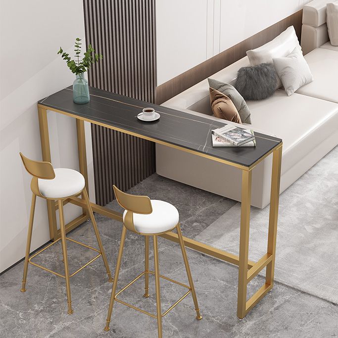 Indoor Stone and Steel Bar/Dinette Table Rectangle Industrial Trestle Bistro Bar Desk Clearhalo 'Bar Furniture' 'Bar Tables' 'bar_tables' 'furn' 'furn_bar_tables' 'Furniture' 'Kitchen & Dining Furniture' 1200x1200_18434faa-65b3-4c22-b885-493bf5c85efe